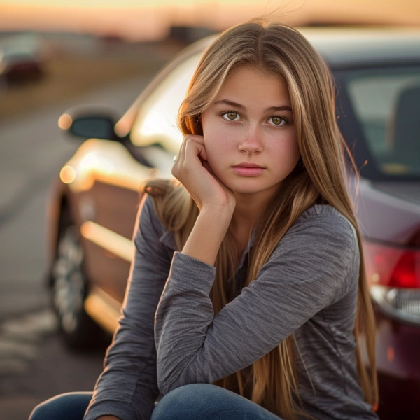 girl and car